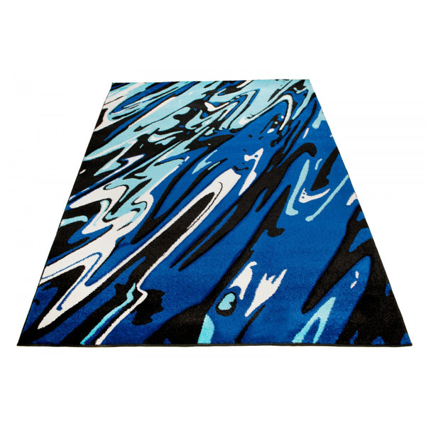 Latitude Run Amatrix Black/Blue Area Rug Wayfair.co.uk